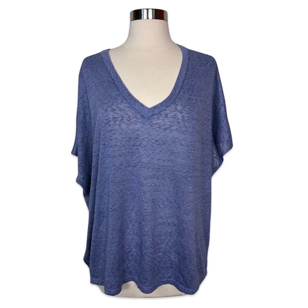 Dear Apple Carmela Cornflower Blue Deep VNeck Short Sleeve Slouchy TShirt Medium